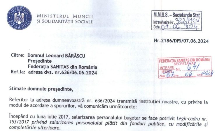 Opinia SANITAS a fost confirmată de Ministerul Muncii!